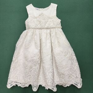 Bluberi Boulevard Girls‎ Elegant Pearl White Lace Embroidered Dress Size 5